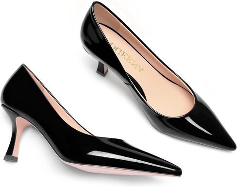 FOGEENA Womens Pointed Toe Evening Dress Slip On Patent Stiletto High Heel Pumps Shoes 2.5 Inch in Saudi Arabia