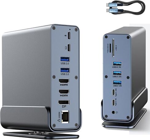 USB C Docking Station Triple Monitors 15 in 1 Laptop Docking Station 4K@60Hz Compatible for Mac Window Hp Thunderbolt 4(2 HDMI, DP, 100W PD, Ethernet, 5 USB Ports, SD/TF Card, Audio) in Saudi Arabia