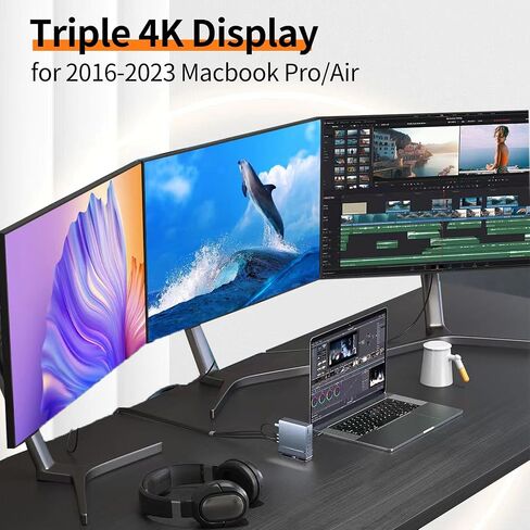 USB C Docking Station Triple Monitors 15 in 1 Laptop Docking Station 4K@60Hz Compatible for Mac Window Hp Thunderbolt 4(2 HDMI, DP, 100W PD, Ethernet, 5 USB Ports, SD/TF Card, Audio) in Saudi Arabia