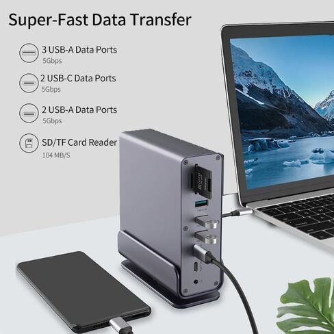 USB C Docking Station Triple Monitors 15 in 1 Laptop Docking Station 4K@60Hz Compatible for Mac Window Hp Thunderbolt 4(2 HDMI, DP, 100W PD, Ethernet, 5 USB Ports, SD/TF Card, Audio) in Saudi Arabia