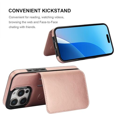 KIHUWEY متوافق مع حافظة محفظة iPhone 16 Pro وحامل بطاقات الائتمان، ومسند من الجلد الفاخر ومشبك مغناطيسي مخفي وغطاء واقٍ متين مقاوم للصدمات لهاتف iPhone 16 Pro 6.3 بوصة (أسود) in Kuwait
