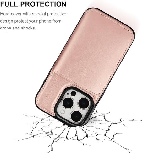 KIHUWEY متوافق مع حافظة محفظة iPhone 16 Pro وحامل بطاقات الائتمان، ومسند من الجلد الفاخر ومشبك مغناطيسي مخفي وغطاء واقٍ متين مقاوم للصدمات لهاتف iPhone 16 Pro 6.3 بوصة (أسود) in Kuwait