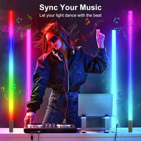 4Pack RGB Tube Light Bar(4FT) with Light Stand, Battery Powered LED Video Light Wand Stick for DJ Lighting, Dance Club and Photography Lighting in Kuwait