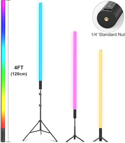 4Pack RGB Tube Light Bar(4FT) with Light Stand, Battery Powered LED Video Light Wand Stick for DJ Lighting, Dance Club and Photography Lighting in Kuwait
