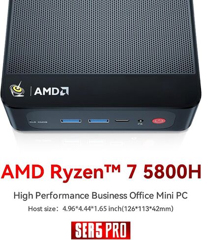 كمبيوتر صغير الحجم Beelink SER5 Pro| كمبيوتر صغير AMD Ryzen 7 5800H، 32 جيجابايت DDR4 3200 ميجا هرتز و1 تيرابايت M.2 2280 NVMe SSD، شاشة ثلاثية 4K UHD/WiFi 6/Buletooth 5.2/كمبيوتر ألعاب/GTA-V/Fall Guys/CS:GO in Kuwait
