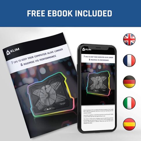 KLIM Bamboo - وسادة تبريد للكمبيوتر المحمول - إصدار جديد - سرعة قابلة للتعديل - حامل تبريد مع مراوح وهيكل من الخيزران، لأجهزة الكمبيوتر المحمولة التي يتراوح حجمها بين 10 بوصات و15,6 بوصة - منفذ USB إضافي in Kuwait