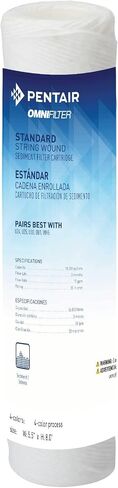 Pentair OMNIFilter RS12 Sediment Water Filter, 10-Inch, Standard Whole House String Wound Sediment Replacement Filter Cartridge, 10" x 2.5", 20 Micron, Pack of 2 in Kuwait