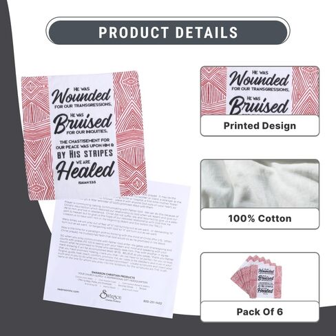 Prayer Cloth Pack of 6 8x8 Prayer Cloths for Anointing Prayer Pocket Prayer Cloths (HIS Stripes) Prayer Cloth for Christians in Saudi Arabia