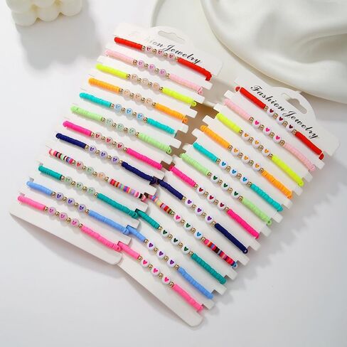 Friendship Bracelets for Women - Heishi Surfer Colorful Beaded Inspire Bracelets Set for Teen Girls - Kid's Play Bracelets Set Boho Bracelets Jewelry in Saudi Arabia