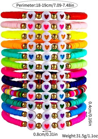 Friendship Bracelets for Women - Heishi Surfer Colorful Beaded Inspire Bracelets Set for Teen Girls - Kid's Play Bracelets Set Boho Bracelets Jewelry in Saudi Arabia