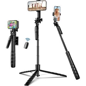 69" Phone Tripod, Tripod for iPhone & Portable Selfie Stick Tripod with Remote, Phone Tripod Stand for Video Recording, Travel Tripod for Cell Phone Tripod Compatible with iOS and Android