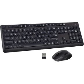 Wireless Keyboard and Mouse Combo, Quiet Computer Keyboard with 2.4 Ghz for PC, Laptop, Windows(Black)