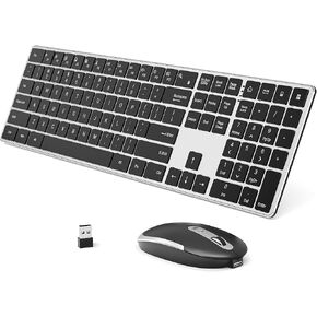 Wireless Keyboard and Mouse Combo：2.4G Silent Cordless Keyboard Mouse Combo for Windows Chrome Laptop Computer PC Desktop- Ultra Slim，Quiet Full Size Keyboard with Number Pad-（Black）