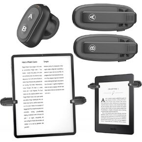 [2 Clips] Page Turner Remote for Kindle Paperwhite Remote Page Turner Accessories for Kindle & Ipad &Tablet Clip Clicker Rechargeable Page Turner (Page Turner, Black Bar Model 2)