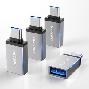 USB C to USB Adapter (4 Pack), USB 3.2 Gen 2 to USB C Adapter Thunderbolt 4/3 to USB Adapter OTG Compatible with iPhone 15/15Pro Max/15 Plus, MacBook Pro Air 2023, iPad Pro, Galaxy S23/S22/S21/S20/S23