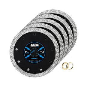 CRALY 5-1/2 Inch Ultra Thin Diamond Saw Blade for Angle Grinder, 7/8 Inch Arbor, Cutting Wheel with Integrated Flange, Wet/Dry Cutting, for Ceramic, Tile, Marble, Granite, Brick, Porcelain, 5-pk