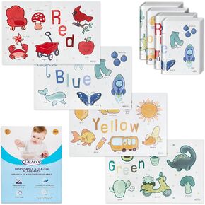 Graco Disposable Placemats - Convenient, Spill-Proof, Easy-Clean Mats for Meals and Travel - 40 Pcs Set, Assorted