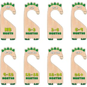 Dinosaur Baby Closet Dividers, Baby Clothes Organizer for Baby Nursery Decor Wooden Hanger for Newborn Baby Stuff from 0-24+ Months
