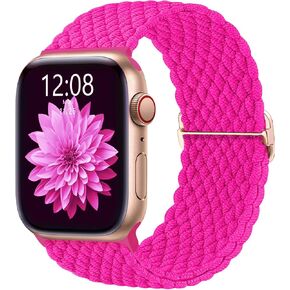 Stretchy Braided Solo Loop Straps Compatible with Apple Watch Bands for Women Men 40mm 44mm 45mm 41mm 42mm 38mm 49mm, Elastic Nylon Sport Wristband for iWatch Correa Series 9 8 7 6 5 4 3 2 SE