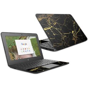MightySkins Skin Compatible With HP Chromebook 11 G6 11.6" (2018) - Black Gold Marble | Protective, Durable, and Unique Vinyl Decal wrap cover | Easy To Apply, Remove | Made in the USA
