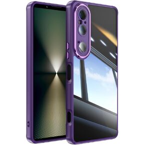 QUIETIP Case Compatible with Sony Xperia 1 VI 5G with Screen Protector,TPU + Clear Acrylic + Metal Keypad Protective Cover,Black