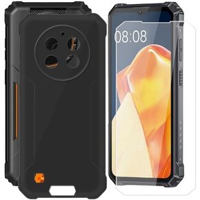 Case for Oukitel WP28 (6.52") with Tempered Glass Screen Protector, Black TPU Bumpe Protection Cover Shockproof Soft Silicone Phone Case for Oukitel WP28 - Black