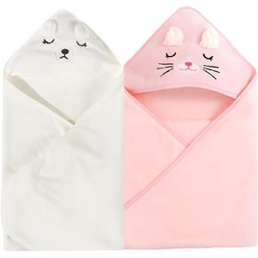 Zunzuncitos- Baby Towels 2Pcs Ultra-Soft Baby Bath Towels with Hood Great Set Gift for Baby Shower Towel Absorvent Baby Towels for Newborn Girls Boys Neutral Variety of Designs (Pink)