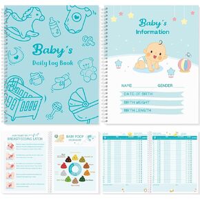 Pasimy Baby's Daily Log Book Baby Care Journal for Newborns Easy to Fill Pages to Track and Monitor Feeding, Sleep, Diaper, Activities Schedule Planner Tracker for Nanny New Parents Gift, A4 126 Pages