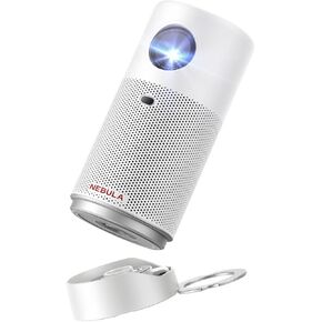 NEBULA Capsule Air Google TV Projector, Officially Licensed Netflix, 720p Smart Mini Projector with Wi-Fi, 2 Hours of Playtime, 100-Inch Display, Dolby Digital, Ultra Portable for Any Space -White