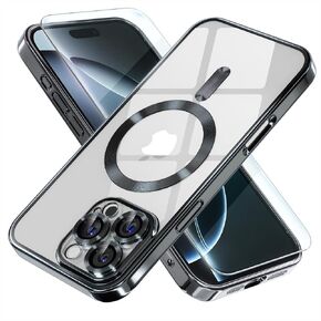 حافظة Misea المغناطيسية لهاتف iPhone 16 Pro Max مع MagSafe [لا تصفر أبدًا] [حماية من السقوط من الدرجة العسكرية] حافظة كاملة لعدسة الكاميرا مطلية ناعمة وشفافة للنساء والفتيات 6.9 بوصة، ذهبي