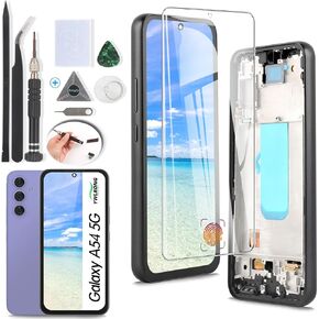 YWLRONG Display for Samsung Galaxy A54 5G OLED Screen Replacement LCD Touch Screen Digitizer Assembly for Galaxy SM-A546V SM-A546U SM-A546B SM-A546E with Tools （Support Fingerprint with Frame）