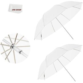 AMBITFUL Photography Umbrella, 43in White Translucent Soft Umbrella, Studio Flash Translucent Umbrella, Aluminum Reinforced Version for Photo, Studio Shooting (2PCS) (43in)