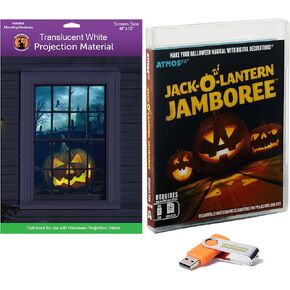 AtmosFx Jack-Lantern Jamboree USB + 48" x 72" White Holographic Screen for Halloween Projection