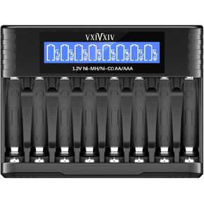 Ni-MH AAA AA Battery Charger,8 Slots Ni-MH Battery Charger Ni-MH AA Charger AAA Battery Charger for 1.2V Ni-MH Ni-CD AA AAA Battery