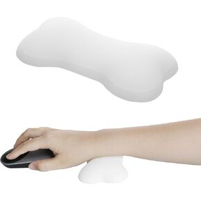 kwmobile Mouse Wrist Rest Support - Soft PU Leather and Silicone Pad - Comfortable Cushion for Computer Desk, Work, Gaming - White