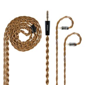 OurLaura IEM Cable: 16.6AWG Triple Composite British High Conductivity Copper in Ear Monitor Cable, Earphone Upgrade Cable for ZS10 PRO, 4.4mm 2Pin Brown