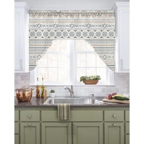 Botanical Leaves Swag Kitchen Curtain Sets with Valance,3 Pieces Rod Pocket Curtain Drapes for Bedroom Bathroom Cafe Windows,Wildflower Herb Plant Vintage Dragonfly 56''x36''&24''x27.5''x2Panels