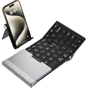 iClever Foldable Bluetooth Keyboard, BK05S Portable Wireless Folding Keyboard (Pair up to 4 Devices), Slim Pocket-Size Travel Keyboard for iPad Mac Laptop Smartphone Tablet PC Android iOS