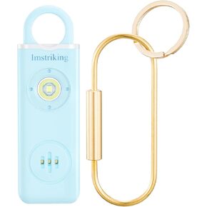 Rechargeable Personal Safety Alarm Keychain for Women,Self Defense Keychain Alarm with Strobe Light and 130dB Siren Help Women,Men,Elderly, Emergency Security Whistle Alert (Blue)