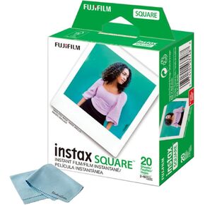 Fujifilm Instax Square Instant Film - 20 Exposures (20 Sheets) - for Fujifilm instax Square Instant Camera + BluebirdSales Microfiber Cloth
