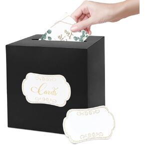 1 Pack White Wedding Card Box, Transparent Gift Card Box for Wedding Decorations for Reception, Money Box for Bridal Shower Decorations Party Reception Anniversary Baby Shower