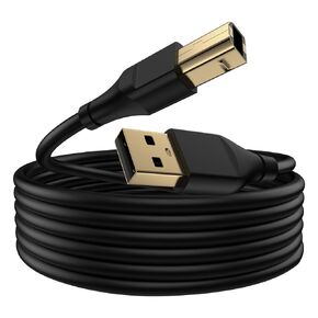 كابل طابعة USB سلك طابعة ماسح ضوئي بطول 6 أقدام كابل طابعة USB 2.0 كابل USB A إلى USB B كابل MiDi عالي السرعة لـ HP، Canon، Brother، Dell، Samsung، Epson، Lexmark، Xerox، واجهة الصوت، لوحة مفاتيح Midi