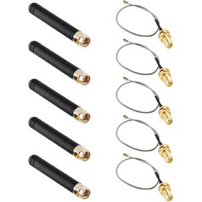 5pcs 915MHz 2dBi Lora Antenna U.FL IPEX to SMA Male Connector with SMA Female Extension Cable for WiFi Lora32 V3 and Lora32u4 II Development Board