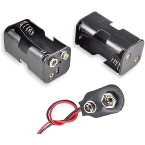 AA Battery Holder, Besmelody 4 x 1.5V (6V) AA Battery Storage Box with 9V Snap Clips Connector Plastic Housing 2 Layers Battery Case