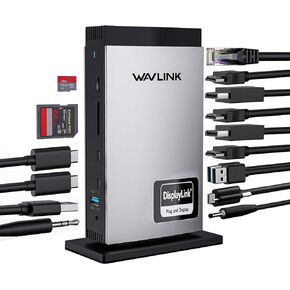 WAVLINK USB C DisplayLink Docking Station with 3 HDMI 4K60Hz,Displaylink Triple Display Docking Station for MacBook M1/M2/M3/Windows,5 USB Ports,2DP,Ethernet Port,Audio/Mic,SD/TF（No Charging Ports）