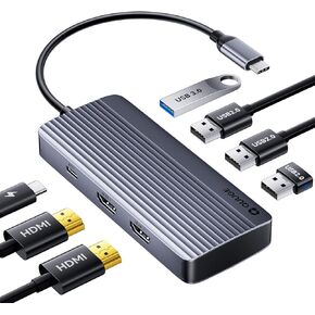 QUUGE Docking Station Dual Monitor 2 HDMI, 7 in 1 USB C Hub with Dual HDMI 4K, PD Charging, 5Gbps USB 3.0, 3 USB2.0, USB C Docking Station for MacBook Pro/Dell XPS/HP/Lenovo/Surface/Yoga etc