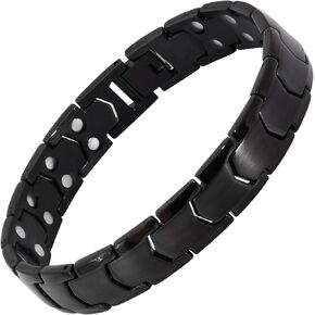 Magnetic Bracelets for Men，Stainless Steel Bracelet Lymphatic Drainage Therapeutic Magnetic Bracelets with Double Row Magnets Jewelry Gift with Adjust Tool (Gold)