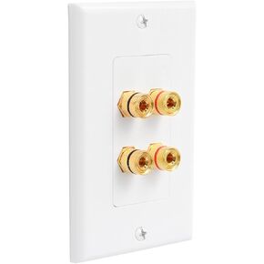 Speaker Wall Plate Speaker Wire Wall Plate, Audio Jack Banana Plug Wall Plate for 2 Speakers