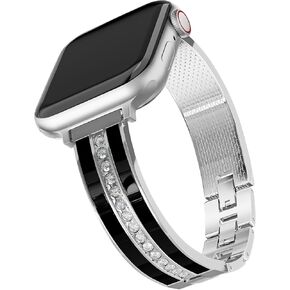 Enamel Style Bracelet Apple Watch Band for Women, Bling Thin Metal Bangle Strap