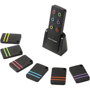 High-Volume Key Finder and Item Locator with RF Technology: 85dB+ Sound, 131ft Range, Wireless Remote Control, 6Receivers with Rings for Wallet, Keys, Pets and More